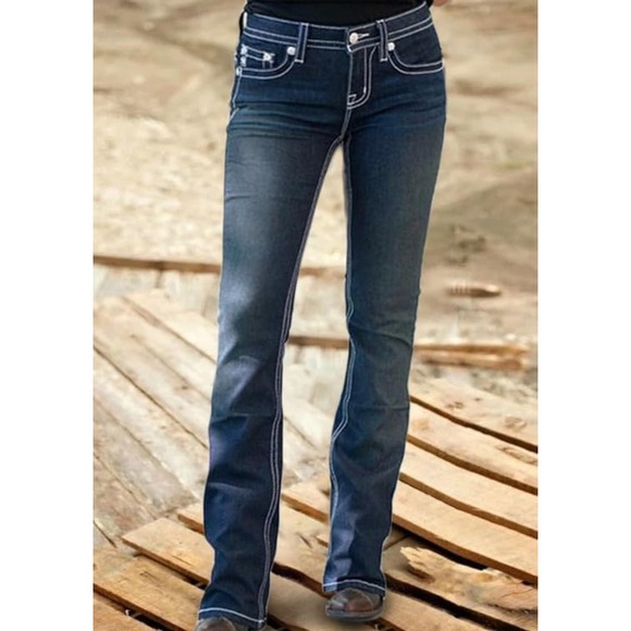 PEIHOT Womens Jeans High Waisted Floral Embroidered Petite Pants Ripped Sz XL - Picture 8 of 11